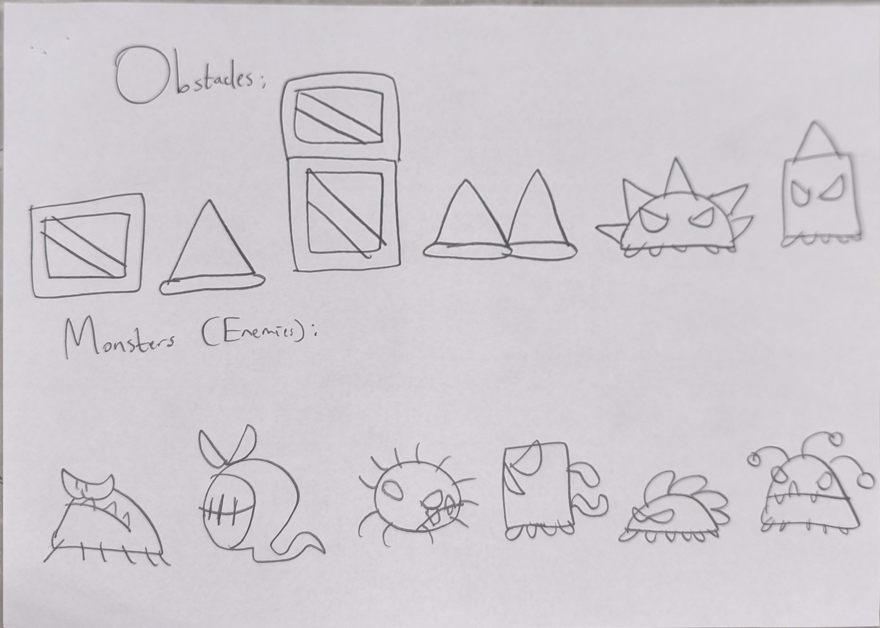 Hand-drawn Hopp Hopper game design sketch 2