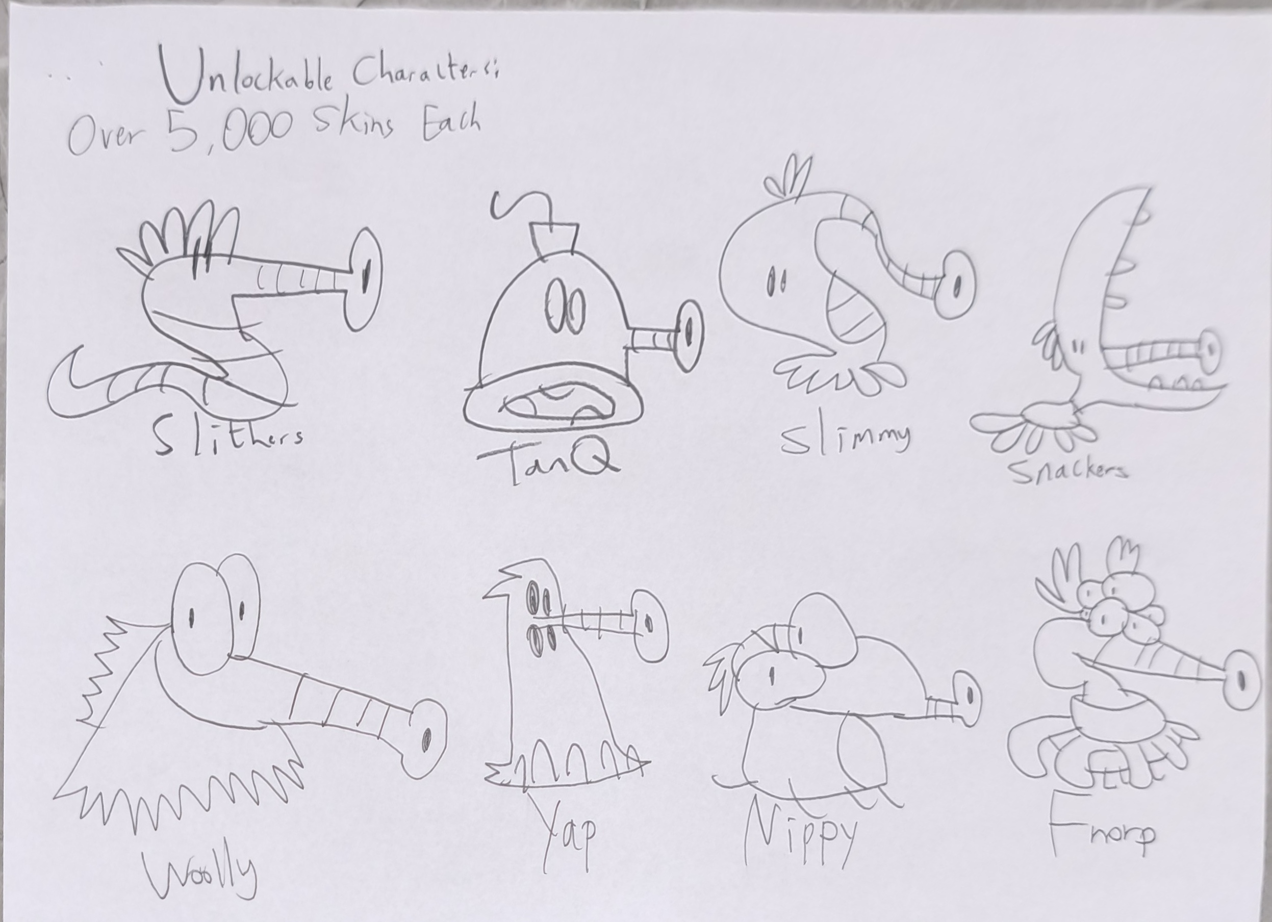 Hand-drawn Hopp Hopper game design sketch 3